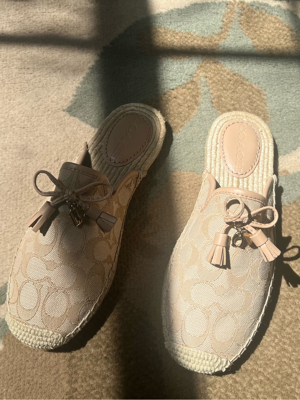 NWOB! Coach Cassidy Espadrille Mule Slide, Champagne, Size 37 IT / 6.5 US - Picture 2 of 5